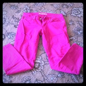 Pink denim jeans